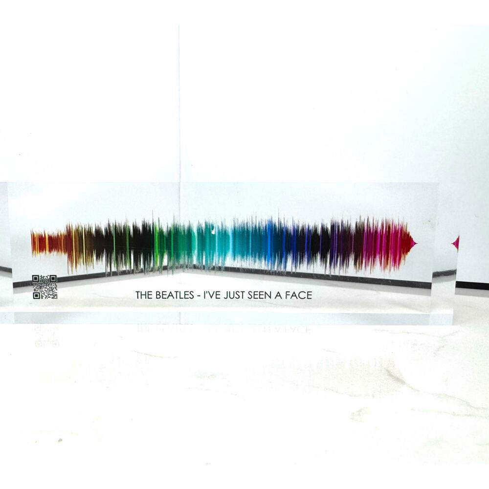 Beatles Soundwave Art Paper Weight with "I've Seen A Face" Colored Soundwave